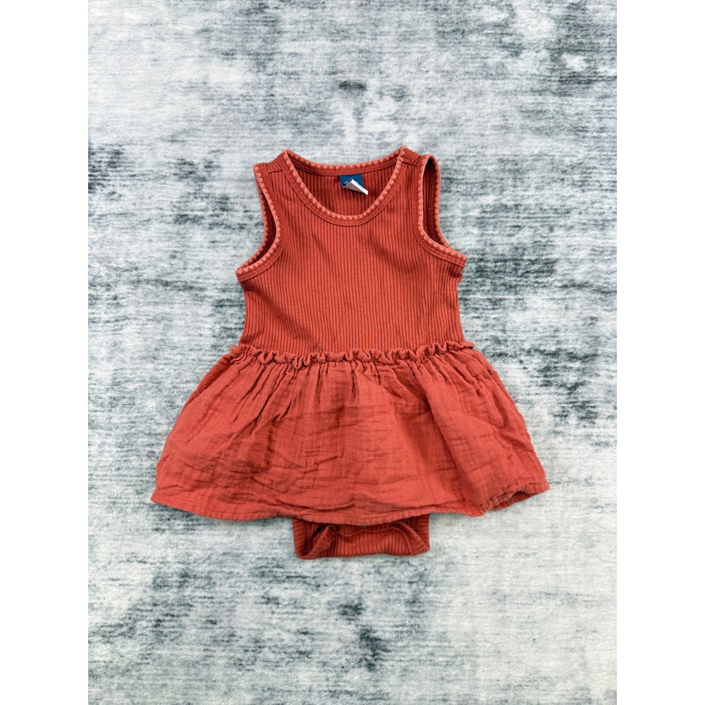 Old Navy Baby Girl Ginger Spice Ribbed Gauze Bodysuit Dress 6-12M 688473-02